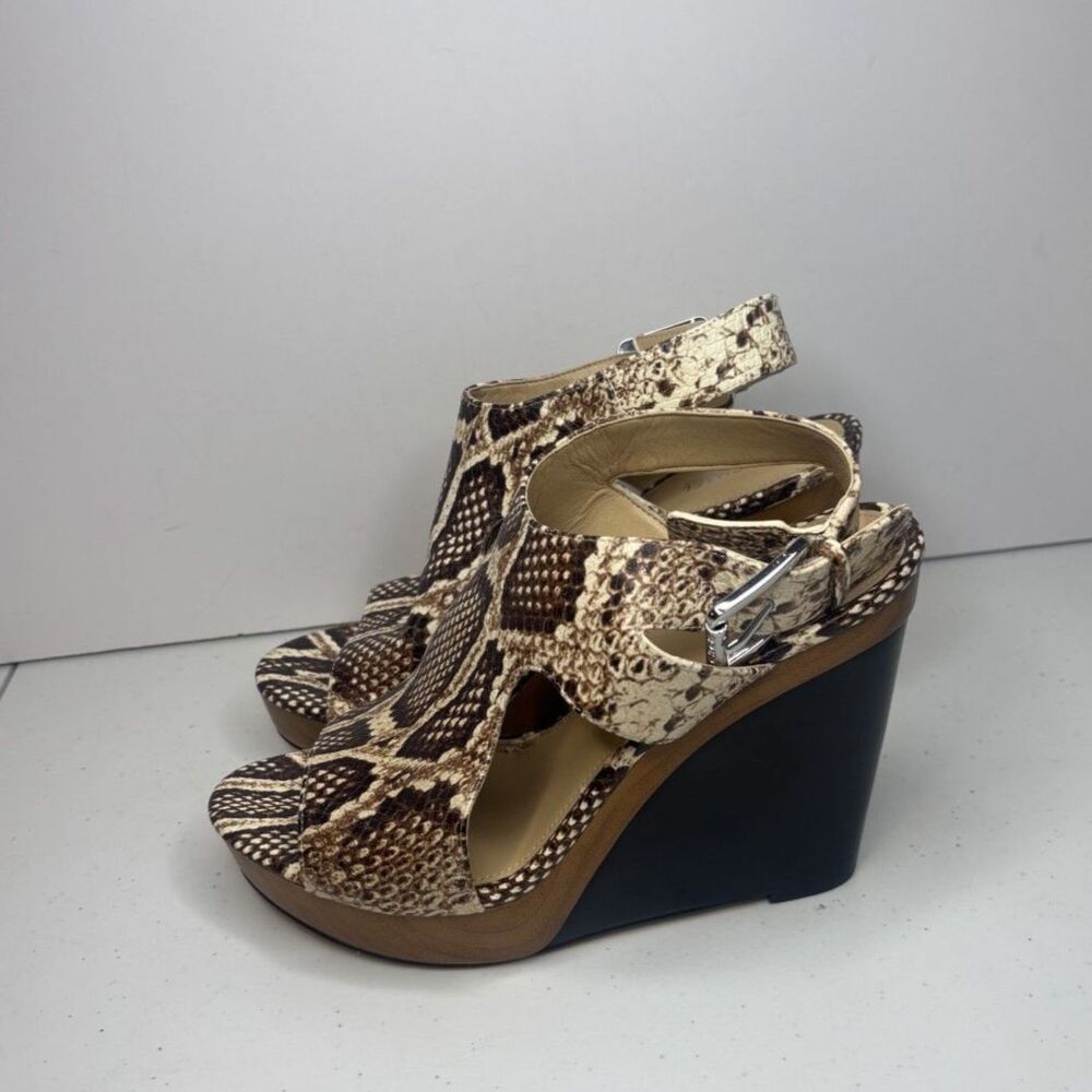 Michael Kors Snake Print Leather Wedge Heeled Sandals Designer Womens Like New - Picture 7 of 13